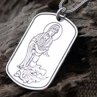 925 Silver Wheat Chain with Sterling Silver Dog Tag Engraved Words(N6030805)
