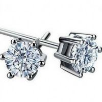 Women's Round Cut Cubic Zircon Stud Earrings(EESTUD03)