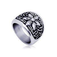 Fashion Men's Vintage Old Titanium Stainless Steel Hexagram Ring (SA336)