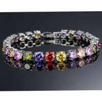 Princess Multicolour Cubic Zironia Tennis Bracelet Charm Women Wedding Jewelry (JKS408MULITI)