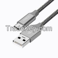 Popular type and Fast charge USB to USB-C Cable, New design USB to USB-C Mobile Phone Cable with Fabric braided