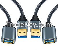 Metal Case USB3.0 A Male to USB3.0 A Female Adapter Cable with Fabric Braided