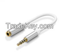 Metal Case 3.5 Audio Plug 4 Poles to 3.5 Audio Female  AUX Cable