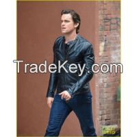 MATT BOMER FITTED BLACK LEATHER JACKET FOR WHITE COLLAR TV SHOW