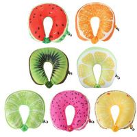 Fruit U Shaped Travel Pillow Nanoparticles Neck Pillow Watermelon Lemon Kiwi Orange Car Pillows Soft Cushion Home Textile