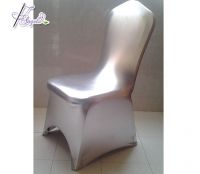 polyester sequence wedding shiny metallic coating silver chair covers with front arch