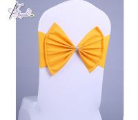 gold wedding decorative bow for chair covers , already tied bow for wedding chair covers