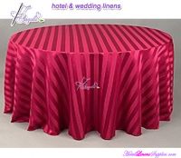 Dia-320cm burgundy 3 cm stripe 100% polyester damask round tablecloth, iron-free, seamless