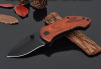 Wooden handle pocket knife