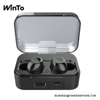 DE01 IPX7 waterproof wireless earbuds with breathing lights, 2600mAh charging case with USB output, 3D stereo quality sound, touch bluetooth mini headset, 