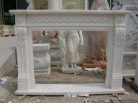Hand carved simple marble fireplace  mantel