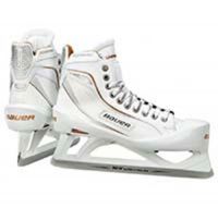 New Bauer One100LE Ice Hockey Goalie skates size 8.5D senior white&gold men SR