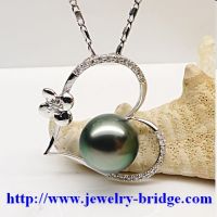 Sell Tahitian Black Pearl Heart Shape Diamond Pendant Wedding Jewelry