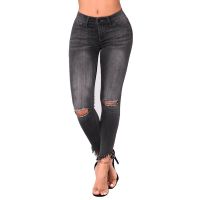 South American women's plus-size ripped jeans
