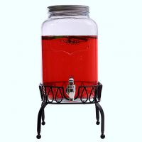 8L YORKSHIRE GLASS BEVERAGE DISPENSER WITH BLACK RACK