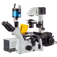 AmScope 40X-1500X Inverted Phase-Contrast + Fluorescence Microscope with 6MP Extreme Low-Light Camera