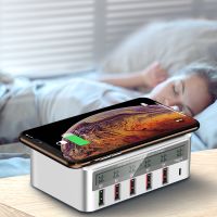 Tenee  818F QC 3.0 , wireless and multi port usb charger with LED Screen