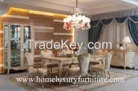 Wooden Dining table and chairs luxury dining room sets glass cabinet buffet cabinet