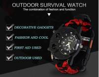 Men outdoor Rescue Emergency Compass  tactical survival  watch