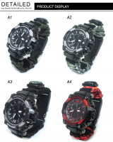 Laser logo outdoor paracord watch compass tool box thermometer