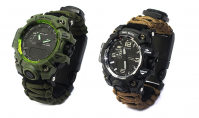 Professional outdoor men's watch with multi-function gadget for camping