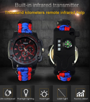 Men's multi-function laser watch with compass/whistle/thermometer/Purple light/laser light/small flashlight/ phone pin/mirror