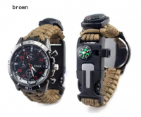 10 years factory wholesale survival paracord watch with mini compass and thermometer