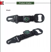Paracord Keychain Carabiner Set of 6 Outdoor Activity Survival Kit Braided Lanyard Utility Ring Hook Keys