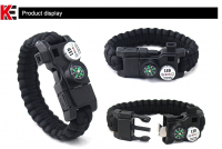 Double storage box survival paracord bracelet with LED and mini compass