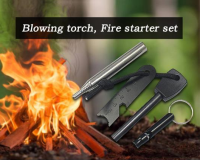 Make fire Lighter Emergency Survival Camping Gear Kit with Blowing torch, Whistle