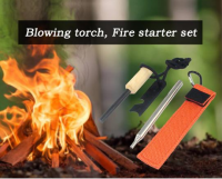 Make fire, Striker Firesteel outdoor Survivals Camping Fire with Blowing tube, carabiner, leather