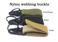 Detachable nylon webbing keyring black army green  nylon webbing