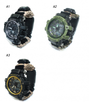 Adjustable watch with laser logo compass paracord watch with customizable alarm clock