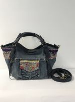 Embellished denim washed handbag