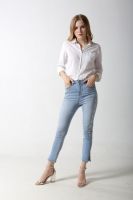 Woman's skinny denim jeans with rhinestone side