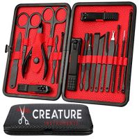 Manicure Set, ESARORA 18 In 1 Stainless Steel Professional Pedicure Kit Nail Scissors Grooming Kit with Black Leather Travel Case