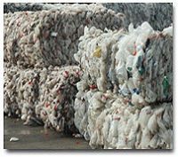 Sell stacked bales of HDPE bottles.