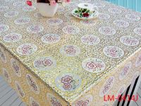 Best Selling Banquet use and waterproof feature pvc gold embossed lace tablecloth