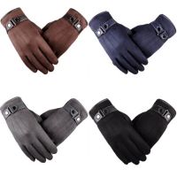 MENS TOUCH SCREEN LEATHER GLOVES THERMAL FLEECE LINED BLACK DRIVING WINTER GIFT