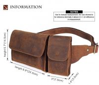 Genuine Leather Man Bag Cross body Messenger Sling Chest Pack Backpack Vintage