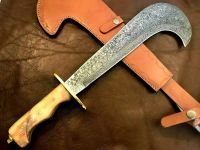Handmade-Blacksmith Crafted Damascus Steel Bill Hook- XL Knife-Made to Order