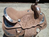 15" 16" 17" western show pleasure saddle with aztec silver trims