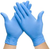 Disposable Nitrile Gloves- 100 Count -Rubber Latex Free, Exam Grade, Examination - Cool Blue (Large)