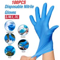 100 Pcs Disposable Gloves, Rubber Latex Nitrile Waterproof Safe Protective Thickening Gloves for Cleaning Kitchen Beauty Salons Industrial (L, Purple)