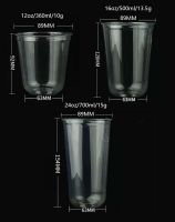Clear Disposable Plastic Smoothie PET Cups with Lids Covers and Straws