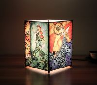 Oriental style printed Glass table lamp