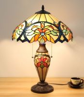 6 inch European Mediterranean luxury Creative Blue Dragonfly art large double head table lamp Tiffany Stained glass lamps