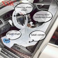 Disposable car seat cover set 5 in 1 steering wheel/handbrake/foot mat