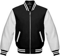 Leather wool jacket varsity style