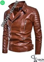 Men's Motor Leather Jacket Winter Warm Zipper Vintage Coat Windproof Overcoat CN